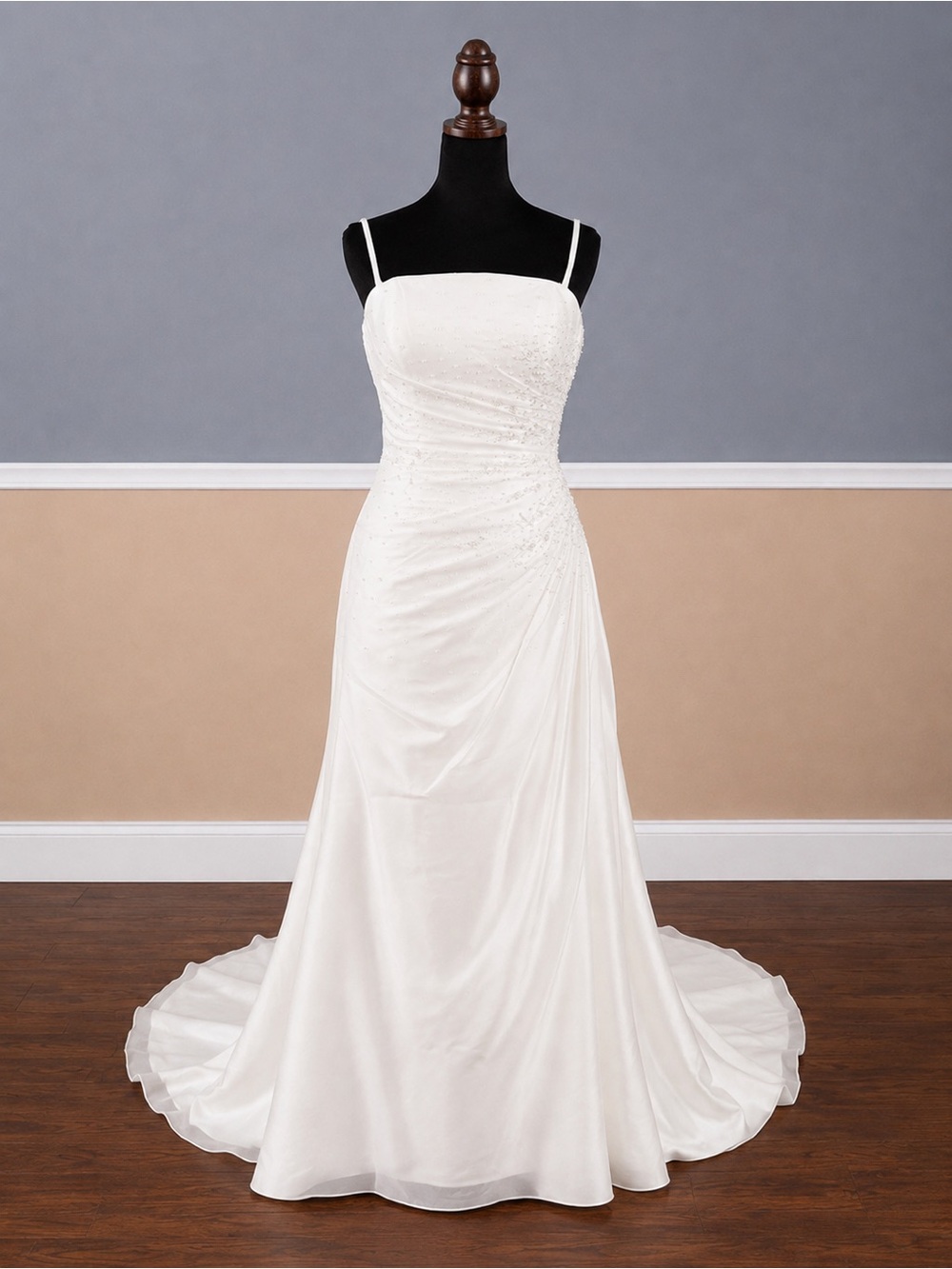 💍 NWT Size 4 Beaded Wedding Gown | Optional Spaghetti Straps | NWT
